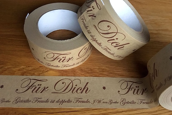 Papierklebeband FÜR DICH, bedrucktes Klebeband mit Botschaft und Zitat, nachhaltige Verpackung für Geschenke und Pakete