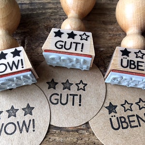 Lehrerstempel Set WOW GUT ÜBEN Stempel Lehrer Stempelset Abschied Geschenk Schule Motivationsstempel