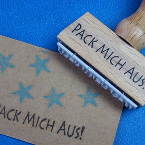 Stempel PACK MICH AUS!, Textstempel für Geschenk, Überraschung für Freundin