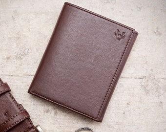Luxury Mens Vegan Trifold Wallet, Handmade RFID Non Leather 3 Fold Wallet, Personalised Sustainable Wallet for Him for Birthday Anniversary