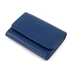 Portamonete piccolo, portafoglio personalizzato con carta di credito in blu navy - Portman Borsa vegana non in pelle per compleanno, regalo di Natale per lei