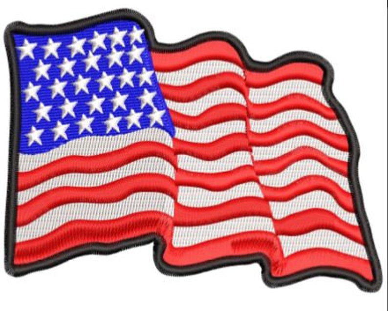 Wavy American Flag Embroidery Design - Etsy