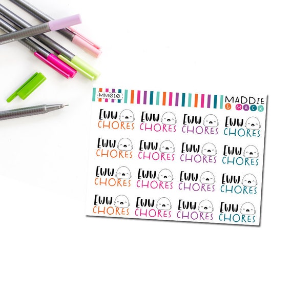 eww chores planner stickers etsy chores planner