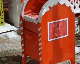 Santa Mailbox, 3D, 1/12 scale Miniature Dollhouse Letters To Santa Mailbox