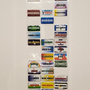 License plate stickers,scrapbook,crafting,Individuall state stickers, for dollhouse cars,1/12 scale stickers