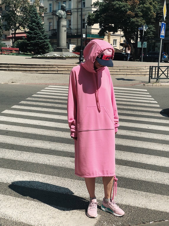 pink hoodie dress