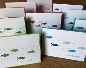Karte zur Kommunion mit Fischen