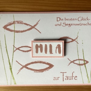 Personalisierte Karte zur Taufe, Kommunion, Konfirmation, rosa