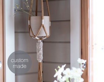 Custom made to order | modern plant hanger | sculptural | fiber art | punch needle | indoor | long
