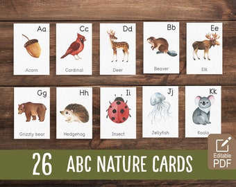 Nature Flashcards | ABC Cards | Alphabet flashcards | Montessori material