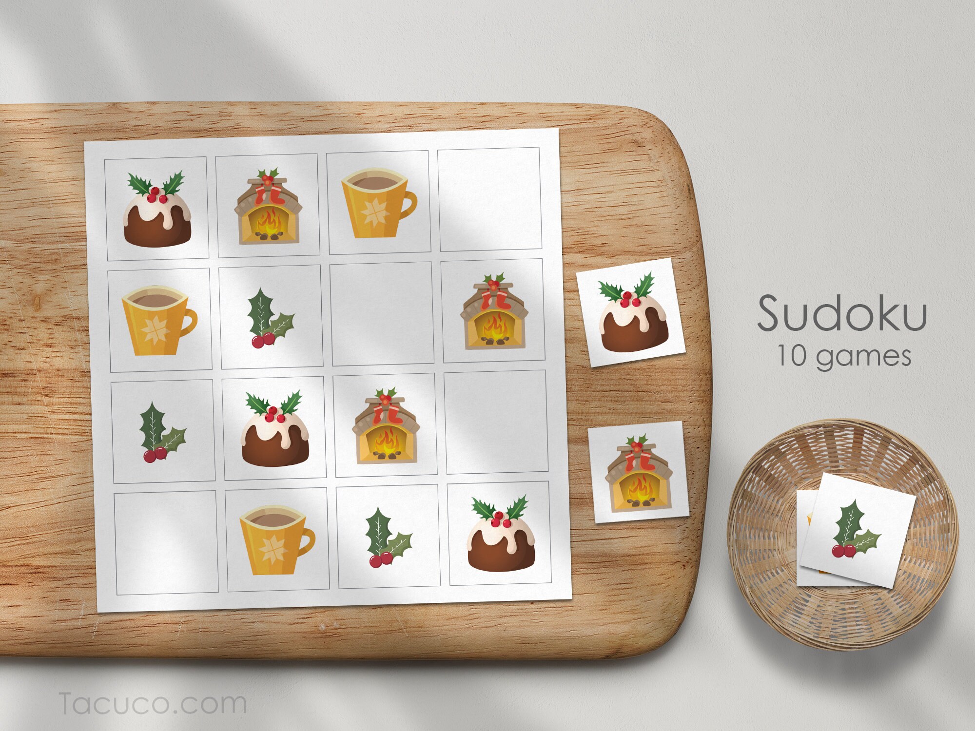 christmas christmas sudoku pattern recognition educational etsy