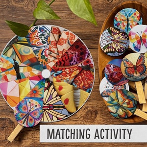 Butterfly matching wheel, Fine motor, Pattern Matching, Homeschool printable, Montessori activity