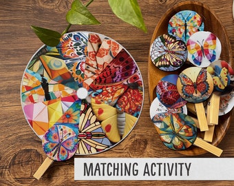 Butterfly matching wheel, Fine motor, Pattern Matching, Homeschool printable, Montessori activity