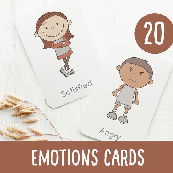 Emotions flashcards, Montessori material, Feelings for kids and toddlers, calm corner
