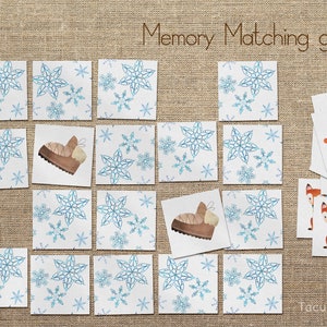 Winter Memory Match Game Winter cards Matching Game Preschool printable image 5
