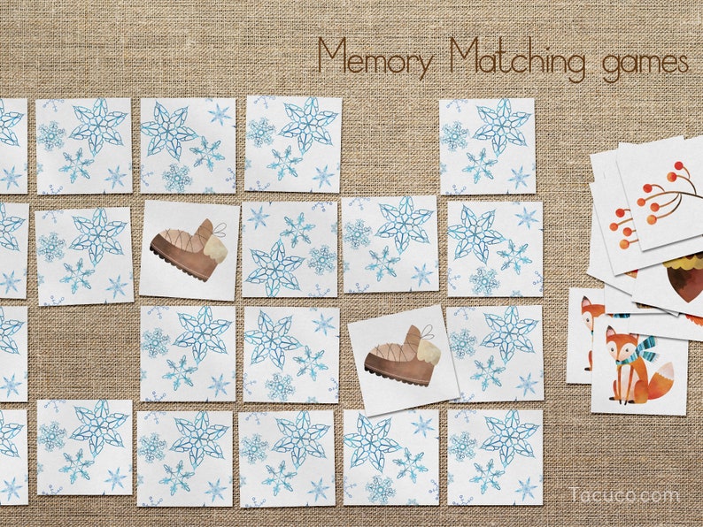 Winter Memory Match Game Winter cards Matching Game Preschool printable image 5