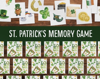 Memory Game , St Patrick's day game, St Patrick's day  Printable, Matching Game, Preschool printable, homeschool activity