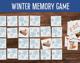 Winter Memory Match Game | Winter cards | Matching Game | Preschool printable
