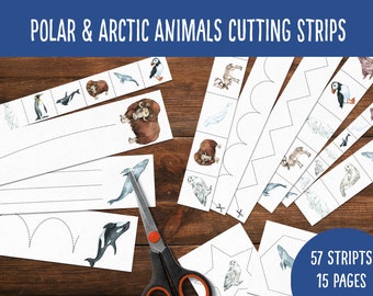 Cutting Strips | Scissor Practice | Polar Animals | Arctic Animals | Preschool Scissor Practice