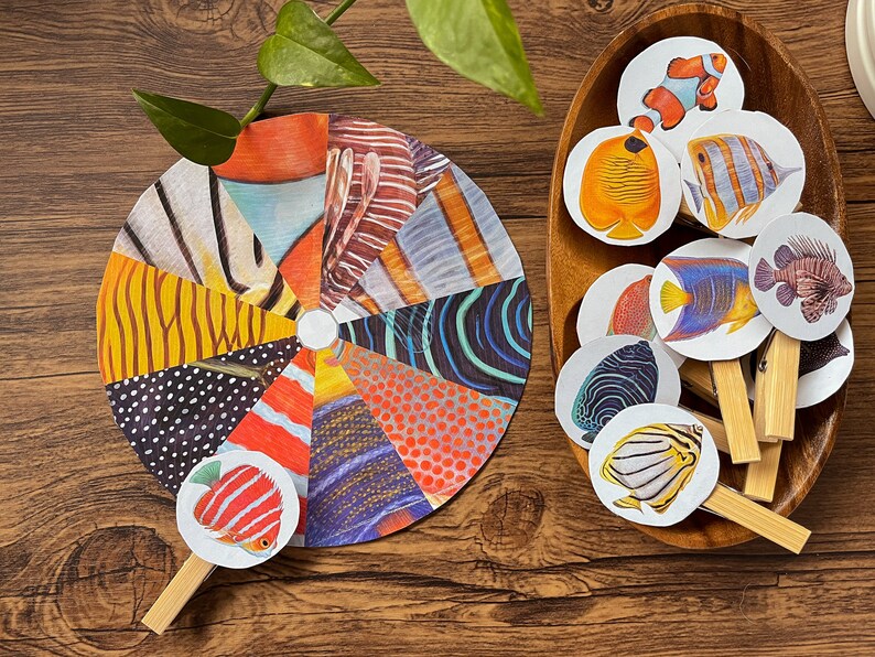 Fish matching wheel, Fine motor, Pattern Matching, Homeschool printable image 1