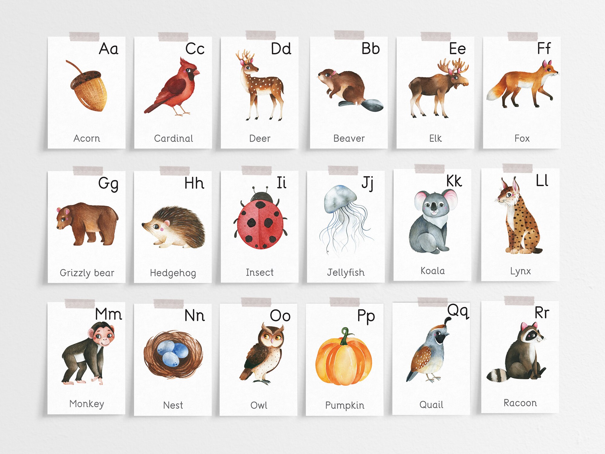 Nature Flashcards ABC Cards Alphabet Flashcards Etsy