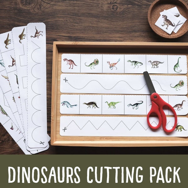Dinosaur Cutting Strips | Cutting Strips Bundle | Scissor Practice