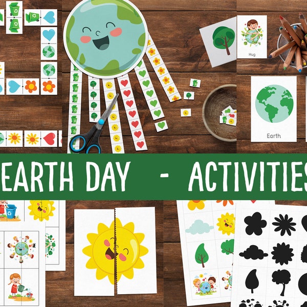 Earth Day activity pack, Preschool Printable, Homeschool activity, party games