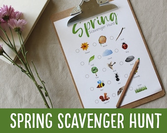 Spring Scavenger Hunt, Birthday Activity, Outdoor preschool, instant download, homeschool printable