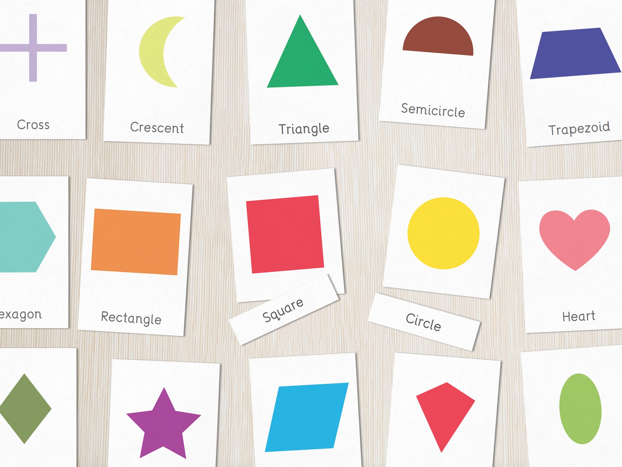 Geometric Shapes Cards Montessori Flashcards | Etsy