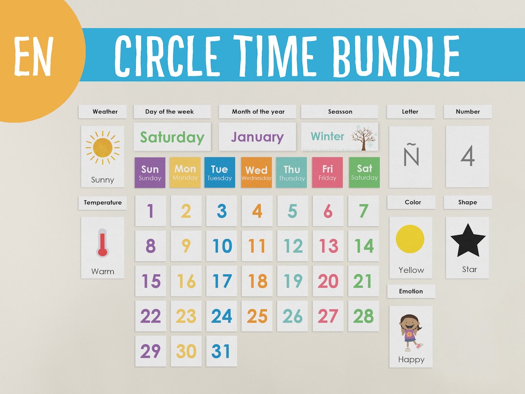 Kids Calendar Circle Time Perpetual Calendar Preschool Calendar