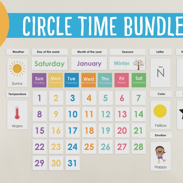 Kids Calendar, Circle time, Perpetual Calendar, Preschool Calendar, home-school activity, Morning board