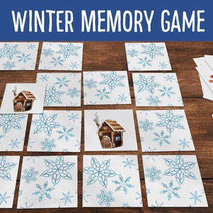 Winter Memory Match Game Winter cards Matching Game Preschool printable image 4