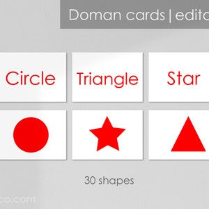 Doman Geometric Shapes Cards | PDF file | flashcards | Homeschool | Editable Multilingual PDF