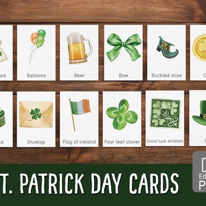 St. Patrick's  Flashcards, Vocabulary cards, Preschool printable, Montessori printable, homeschool activity