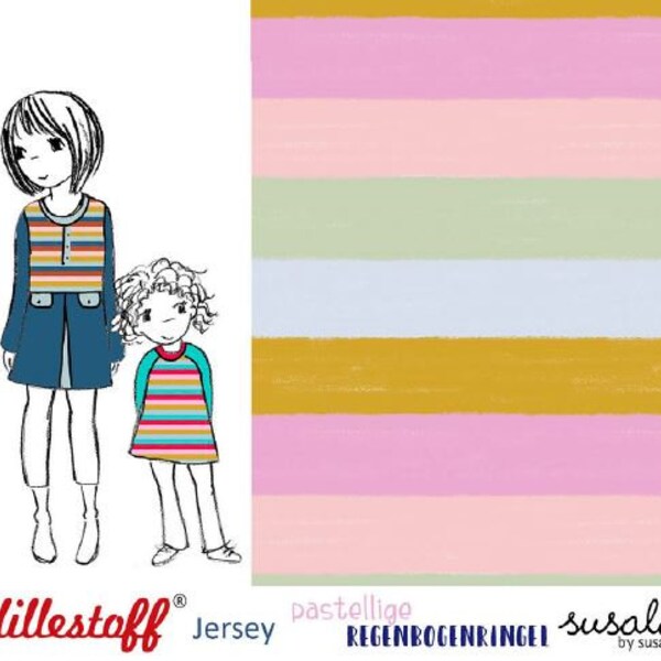 Biojersey Streifen pastell Regenbogen Ringel Lillestoff