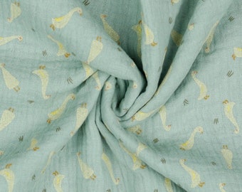 Retal de 48 cm de muselina de algodón orgánico color verde ganso