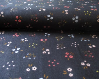 50cm Bio Baumwoll Popeline Webware Druckstoff Streublümchen nachtblau