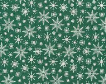 Organic cotton fabric poinsettias green Snowfall Cloud9