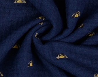 Muselina de algodón orgánico de 50 cm, color azul sol.