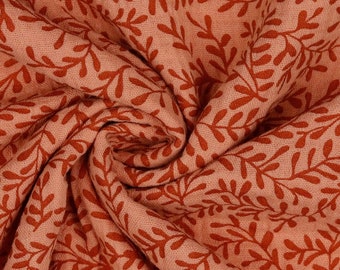 115cm Rest Bio Baumwoll Musselin Zweige Ranken lachs koralle rosa