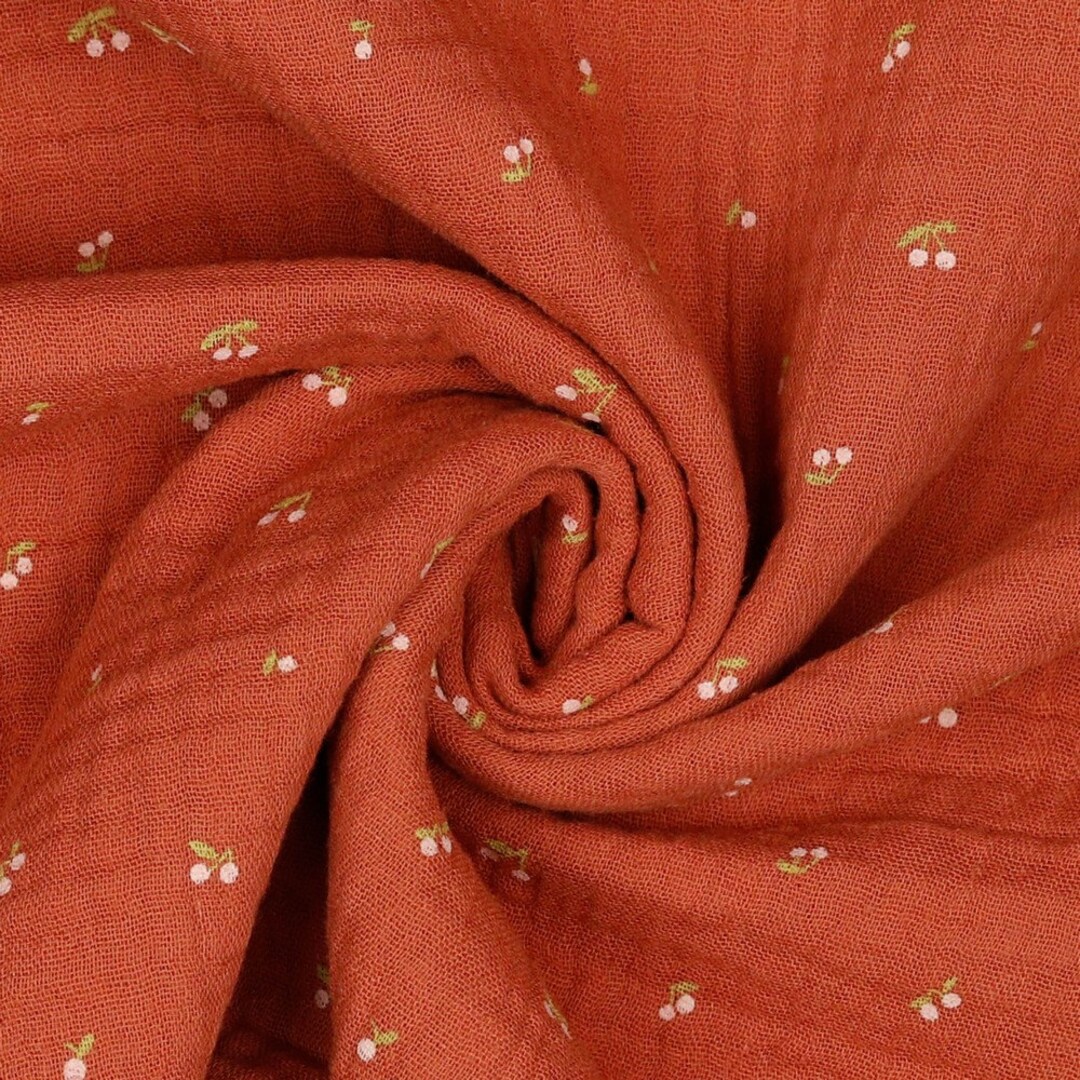 50 Cm Organic Cotton Muslin Cherry Rust Orange Terra - Etsy