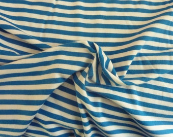 Resto de 50 cm de jersey orgánico a rayas, azul y blanco, de Lillestoff.