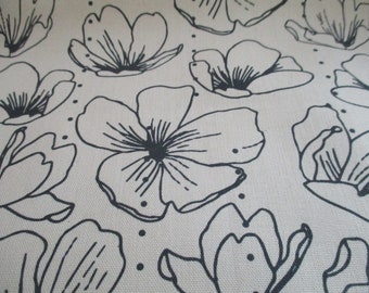 Organic cotton canvas Always Blooming black and white Paintbrush Studio Fabrics