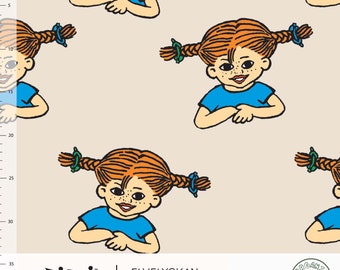 Sudadera orgánica de verano de 50 cm, felpa francesa orgánica, color crema, diseño Pippi Calzaslargas, diseño Elvelyckan