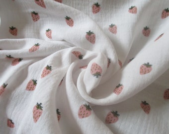 95cm Rest Bio Baumwoll Musselin Strawberry