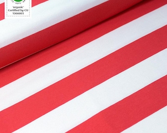 Jersey orgánico de 50 cm, rayas en bloque, rojo amapola, Stoffonkel