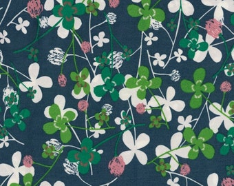 Retazo de 164 cm de tela de algodón popelina orgánica tejida, diseño de trébol de la suerte, C.Pauli