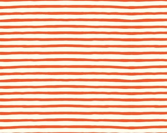 Sailor Stripe organic cotton fabric stripes red white, Birch Fabrics