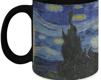 Starry Night by Vincent van Gogh Coffee / Tea / Cocoa / Hot Chocolate Mug (Black, Available In 2 Sizes)