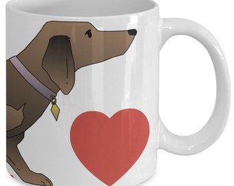I Love Dachshunds Coffee / Tea / Cocoa / Hot Chocolate Mug - Perfect Gift For Dog Lovers